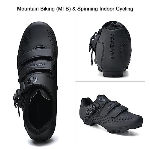 Mens Mountain Bike Cycling Shoes Women, MTB Bicycle Shoes Compatible with Shimano SPD Black Size US8