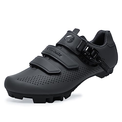 Mens Mountain Bike Cycling Shoes Women, MTB Bicycle Shoes Compatible with Shimano SPD Black Size US8