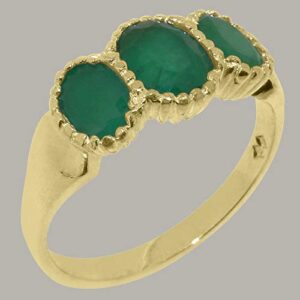 LetsBuyGold 14k Yellow Gold Natural Emerald Womens Promise Ring - Size 10.75