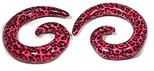 Tapers Spiral Cheetah 00g (10mm) Hangers Acrylic 2 Pieces (1 Pair) (B/1/2/42)