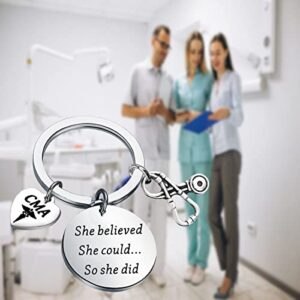 Lywjyb Birdgot CMA Gift Certified Medical Assistant Gifts She Believed She Could So She Did Nurse Keychain (CMA ky)