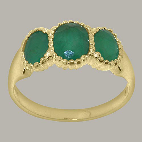 LetsBuyGold 14k Yellow Gold Natural Emerald Womens Promise Ring - Size 10.75