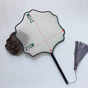 Personalized White Chinese Natural Silk Hand Fans Wedding Women Decorative Fan Traditional Craft Long Handle (Total Long 13.78 inches, white huaguan Ebony handle)