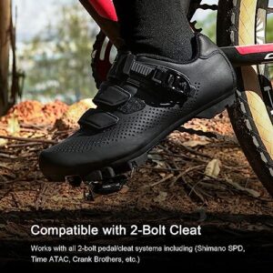 Mens Mountain Bike Cycling Shoes Women, MTB Bicycle Shoes Compatible with Shimano SPD Black Size US8