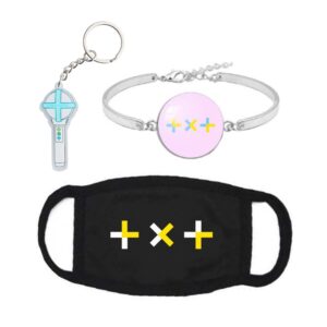 WGEEEY female Kpop TXT Gifts Set, TXT Photocard, Stickers, Bracelet, Face Shield, Rings, Pendant Necklace, Button Pin, Phone Ring Holder, Keychain