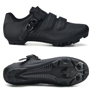 Mens Mountain Bike Cycling Shoes Women, MTB Bicycle Shoes Compatible with Shimano SPD Black Size US8