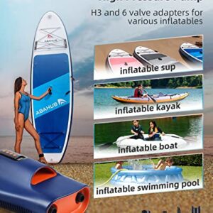 Abahub 22PSI SUP Electric Air Pump, Auto-Off Inflation & Deflation, Portable High Pressure Pump, 12 DV Car Connector for Inflatable Stand Up Paddle Boards, Kayaks, Boats