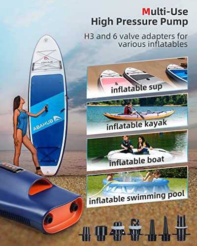 Abahub 22PSI SUP Electric Air Pump, Auto-Off Inflation & Deflation, Portable High Pressure Pump, 12 DV Car Connector for Inflatable Stand Up Paddle Boards, Kayaks, Boats