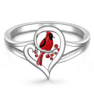 cardinal ring for women sterling silver cardinal appear when angels are near cardinal jewelry bird memorial gifts for loss of loved one size 8