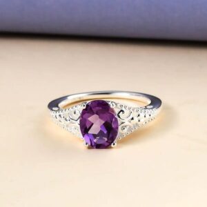 Shop LC Purple Amethyst Ring for Women 925 Sterling Silver Vintage Healing Crystal Jewelry Gifts for Women Ct 1.4 Size 10 Birthday Gifts