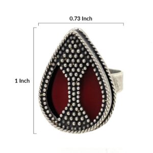 Duel On Jewel Kayi Halime Tribal Turkish Zamak Vintage Womens Statement Big Cocktail Adjustable Ring Size 6.5 to 8.5 - Boho Chic Fashion