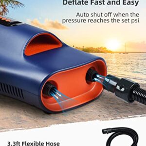 Abahub 22PSI SUP Electric Air Pump, Auto-Off Inflation & Deflation, Portable High Pressure Pump, 12 DV Car Connector for Inflatable Stand Up Paddle Boards, Kayaks, Boats