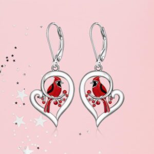 Red Cardinal Earrings Bird Earrings for Women Cardinal Appear When Angels Are Near Sterling Silver Cardinal Memorial Gifts for Loss of Loved One