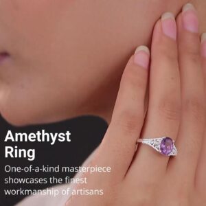 Shop LC Purple Amethyst Ring for Women 925 Sterling Silver Vintage Healing Crystal Jewelry Gifts for Women Ct 1.4 Size 10 Birthday Gifts