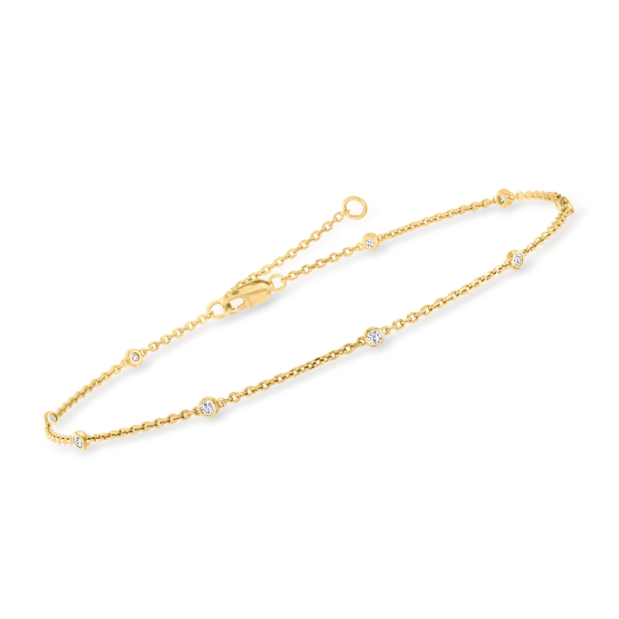 Ross-Simons 0.25 ct. t.w. Diamond Anklet in 18kt Gold Over Sterling. 9 inches