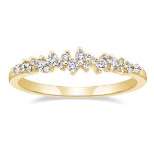 Mameloly Wedding Bands for Women Gold Dainty Stackable CZ Cubic Zirconia Engagement Rings for Her Size 7