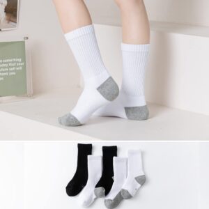 EPEIUS Kids Boys/Girls' Cushioned Crew Socks Toddler Baby Thick Cotton Athletic Socks Running Crew Sports Socks Solid White 6 Pack 4-6 Years