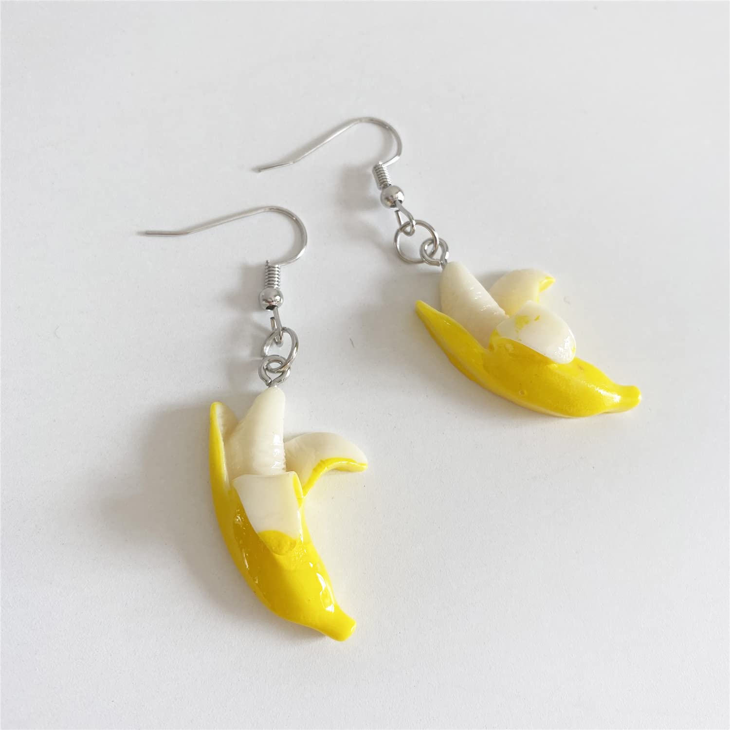 SLSF Cute Lifelike Fruits Resin Imitate Food Banana Dangle Drop Earrings for Women Summer Beach Holiday Jewelry (Banana 1)