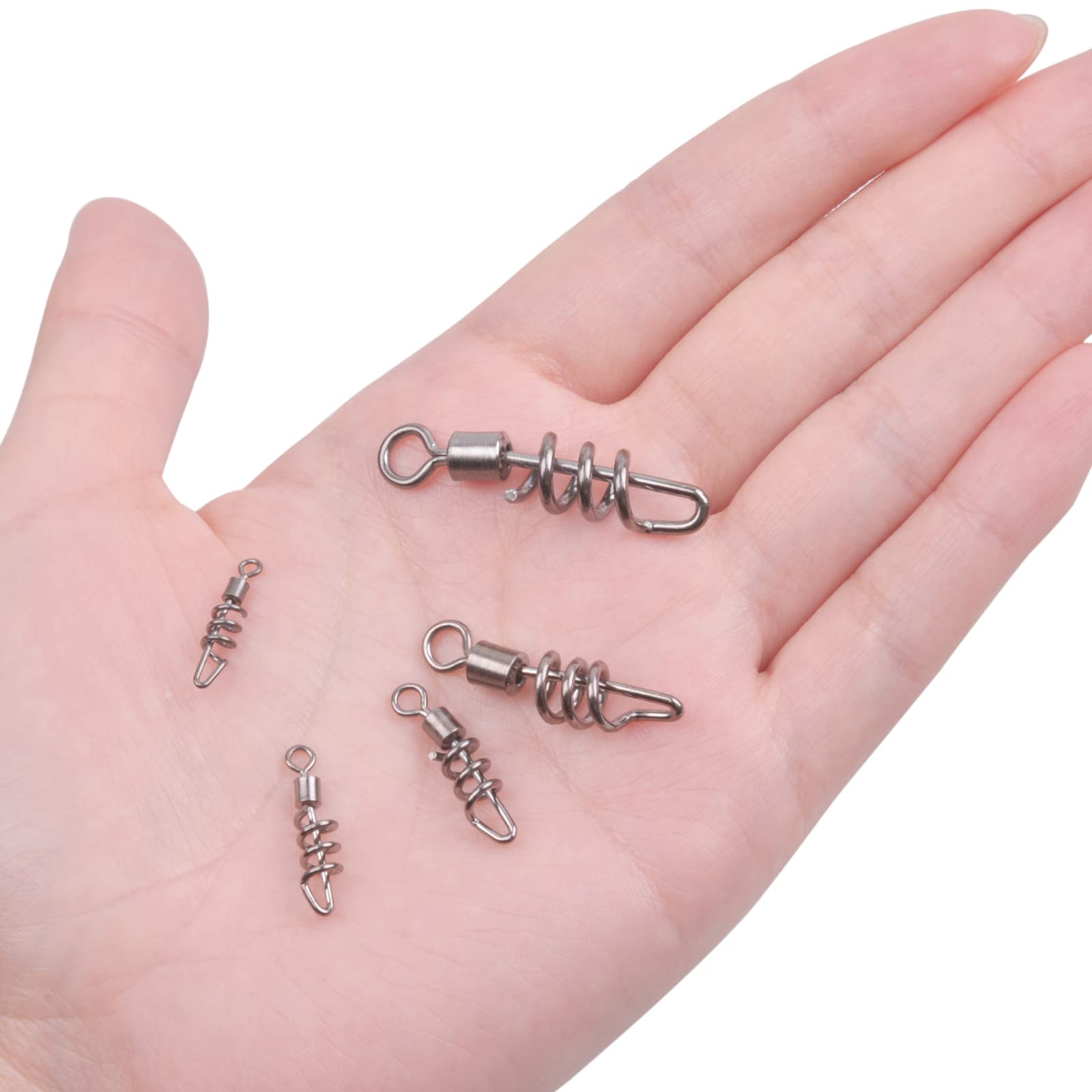 JSHANMEI 40pcs Corkscrew Swivels Fishing Swivel Snaps Fishing Tackle Barrel Swivels Swirl Connector Fishing Swivels Saltwater Freshwater Fishing Line Lure Connector (4# - 40 PCS)