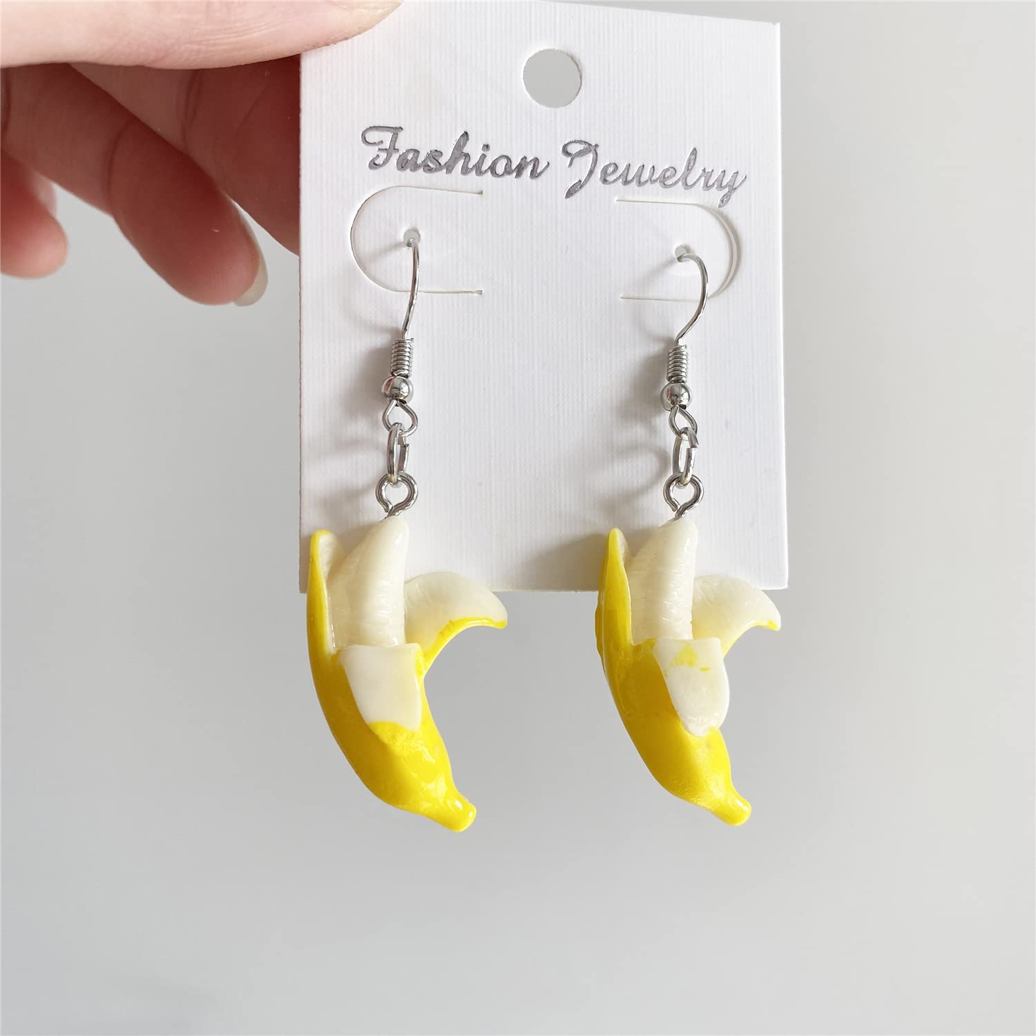 SLSF Cute Lifelike Fruits Resin Imitate Food Banana Dangle Drop Earrings for Women Summer Beach Holiday Jewelry (Banana 1)