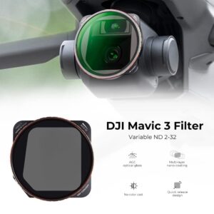 K&F Concept Variable ND2-ND32 (1-5 Stops) ND Filter for DJI Mavic 3 / Mavic 3 Cine, Neutral Density Filter with 28 Multi-Layer Coatings Waterproof/Scratch Resistant