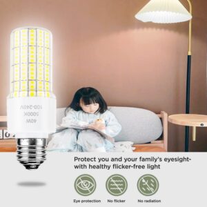 CA New Sunshine 2 Pack 40W Led Light Bulb(300W Equivalent) 5000 Lumens 5000K Daylight White Led Bulbs E26/E27 Medium Base for Indoor Outdoor Street Office Warehouse Workshop Garage Backyard