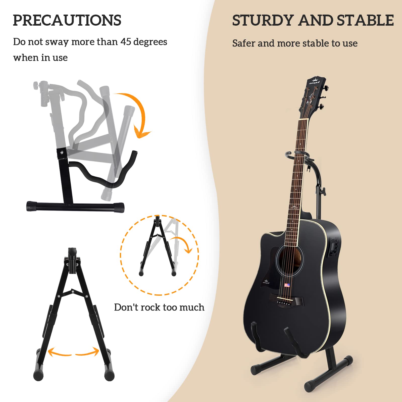 Acoustic Guitar Stand Floor Folding A Frame with Secure Lock Upgrade Adjustable Holder Classical Electric Bass Guitar Ukelele Violin Accessories