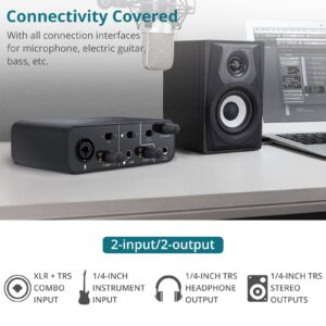 USB Audio Interface 2 In 2 Out with 48V Phantom Power,YGiTK USB-C Audio Interface for PC/Win/Mac Recording, Streaming and Podcasting, Audio Box (Microphone Cable Included)