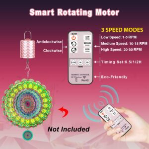 Disco Ball Motor, 2000mAh Battery Operated Rotating Wind Spinner Motor with Remote & Timing, USB Rechargeable Mini Rose Gold Spinning Baby Crib Mobile Motor for Hanging Ornament Wind Chime Mirror Ball