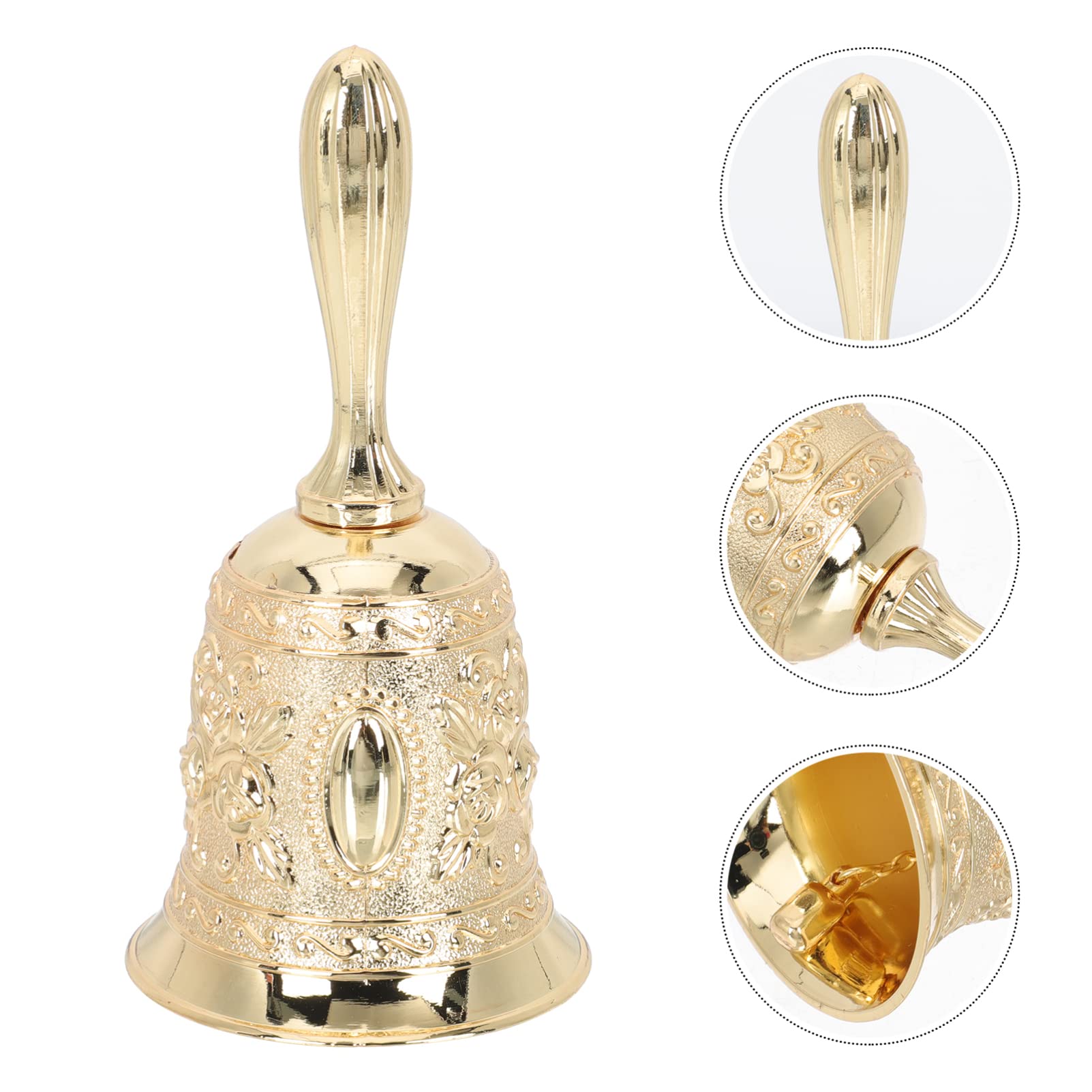 Hand Bell Call Bell Brass Wedding Bell Temple Bell Alarm Bell Decorative Bell Restaurant Decorative Craft for Adults Church Bar Classroom, Golden