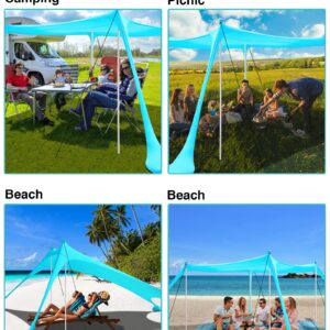 anngrowy Beach Tent Canopy 10'x10' Beach Tents Sun Shelter 6-8 Person Beach Canopy Tent Sun Shade Easy Setup Pop Up Beach Shade Canopy Portable Beach Tent UPF 50+ Waterproof Windproof Beach Canopy