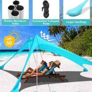 anngrowy Beach Tent Canopy 10'x10' Beach Tents Sun Shelter 6-8 Person Beach Canopy Tent Sun Shade Easy Setup Pop Up Beach Shade Canopy Portable Beach Tent UPF 50+ Waterproof Windproof Beach Canopy