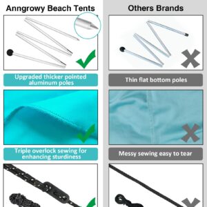 anngrowy Beach Tent Canopy 10'x10' Beach Tents Sun Shelter 6-8 Person Beach Canopy Tent Sun Shade Easy Setup Pop Up Beach Shade Canopy Portable Beach Tent UPF 50+ Waterproof Windproof Beach Canopy