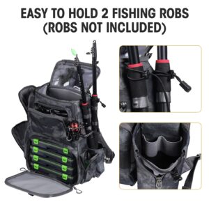 VISMIX Fishing Tackle Backpack with 4 Tackle Boxes Large Waterproof Tackle Bag Storage, Backpack for Trout Fishing Outdoor