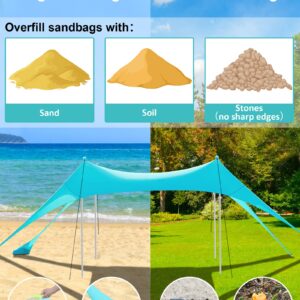 anngrowy Beach Tent Canopy 10'x10' Beach Tents Sun Shelter 6-8 Person Beach Canopy Tent Sun Shade Easy Setup Pop Up Beach Shade Canopy Portable Beach Tent UPF 50+ Waterproof Windproof Beach Canopy