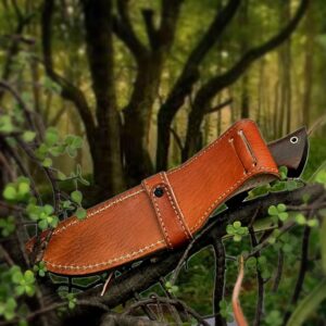 Handmade Hunting Knife Bushcraft Fixed Blade Knife Damascus Steel Survival Knife Fix Blade Knife Camping Knife EDC 10'' Overall Rose Wood With Leather Sheath