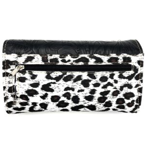 Leopard Animal Print Concealed Carry Feather Concho Country Vintage Western Handbag Hobo Purse Wallet Set (Snow Leopard)