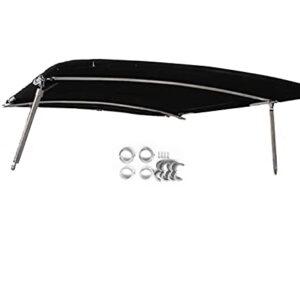 Indy Liquid Wakeboard Tower Integrated Bimini Top, Universal Tower Width 67" to 102", 2.25 inch 6063 Aircraft Seamless Aluminum, Solid Top Bar for Rigid Installation (Black w/Black Bimini)