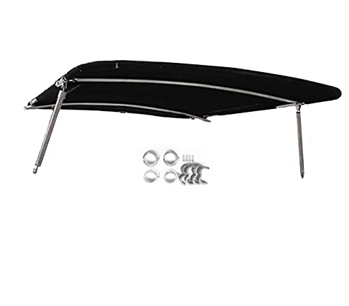 Indy Liquid Wakeboard Tower Integrated Bimini Top, Universal Tower Width 67" to 102", 2.25 inch 6063 Aircraft Seamless Aluminum, Solid Top Bar for Rigid Installation (Black w/Black Bimini)