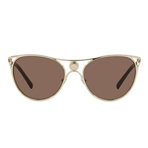 Versace Woman Sunglasses Pale Gold Frame, Dark Brown Lenses, 57MM