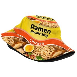 Funny Ramen Bucket Hat Instant Ramen Noodle Unisex Bucket Hat Summer Travel Beach Sun Hats Outdoor Cap