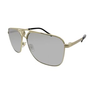 versace ve 2238 12526g pale gold metal rectangle sunglasses silver mirror lens