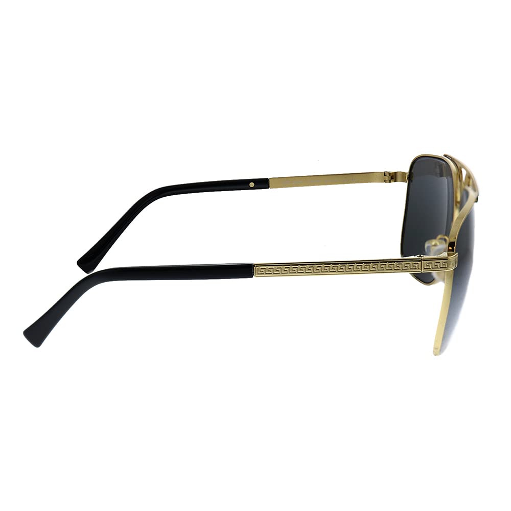 Versace VE 2238 143687 Gold/Matte Black Metal Rectangle Sunglasses Grey Lens