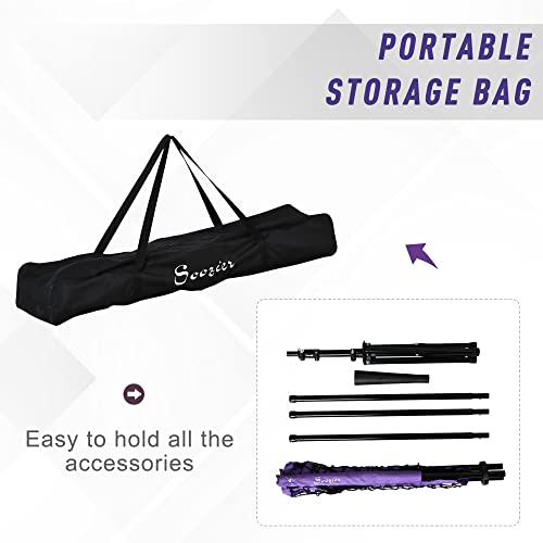 Soozier Baseball Practice Net Set with 7.5x7ft Catcher Net, Ball Caddy and Batting Tee, Portable Baseball Practice Equipment with Carry Bag for Hitting, Pitching, Batting, Catching, Purple