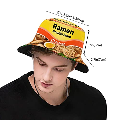 Funny Ramen Bucket Hat Instant Ramen Noodle Unisex Bucket Hat Summer Travel Beach Sun Hats Outdoor Cap