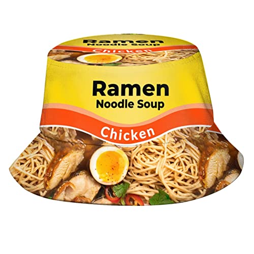 Funny Ramen Bucket Hat Instant Ramen Noodle Unisex Bucket Hat Summer Travel Beach Sun Hats Outdoor Cap