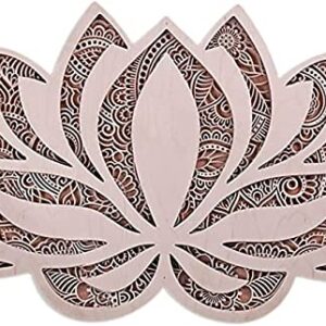 Mandala Yoga Room Night Light LED Multi-Layer Laser Cut Carved Light LED Elegant Wooden Mandala Hanging Light (Lotus)