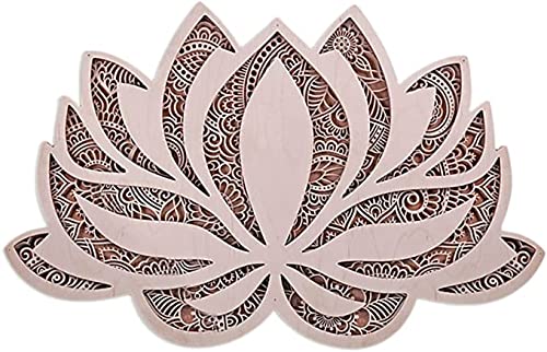 Mandala Yoga Room Night Light LED Multi-Layer Laser Cut Carved Light LED Elegant Wooden Mandala Hanging Light (Lotus)