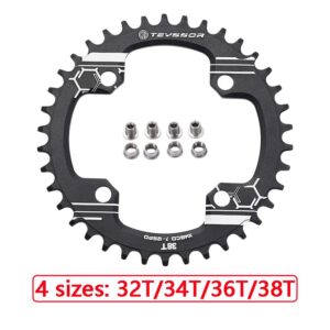 Teyssor Mountain Bike 170mm Crankset 104 BCD 32T 34T 36T 38T Set Round Chainring with Bottom Bracket and Chainring Bolts Compatible with Shimano, FSA, Gaint