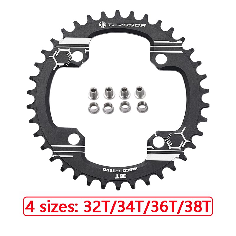 Teyssor Mountain Bike 170mm Crankset 104 BCD 32T 34T 36T 38T Set Round Chainring with Bottom Bracket and Chainring Bolts Compatible with Shimano, FSA, Gaint